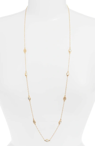 Anna Beck Howlite Long Station Necklace In Gold/ Howlite