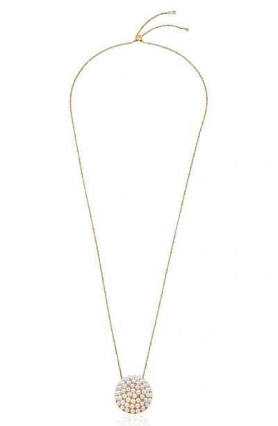 Majorica Simulated Pearl Pendant Necklace In Gold