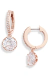 Kate Spade That Sparkle Pave Huggie Hoop Earrings In Clear/ Rose Gold