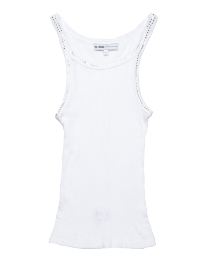 Re/done X The Attico Crystal-embellished Tank Top In White