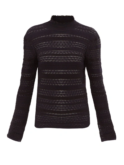 Chloé High-neck Striped-knit Sweater In Midnight Navy