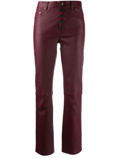 Joseph Den Leather Straight-leg Trousers In Red