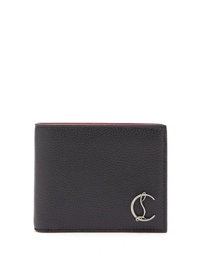 Christian Louboutin Coolcard Monogram-plaque Leather Bi-fold Wallet In Black