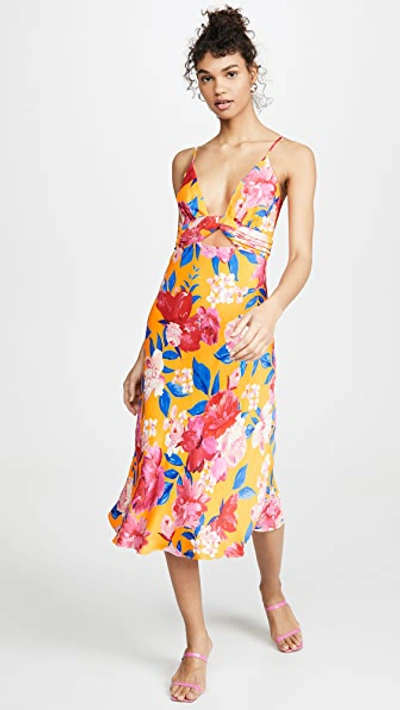 Ronny Kobo Annika Floral Midi Dress In Pineapple Multi | ModeSens