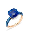 Pomellato Women's Nudo 18k Rose Gold, London Blue Topaz & Lapis Classic Square Ring