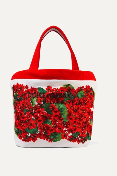 Dolce & Gabbana Large Escape Shopping Bag In Portofino-print Terrycloth In Red