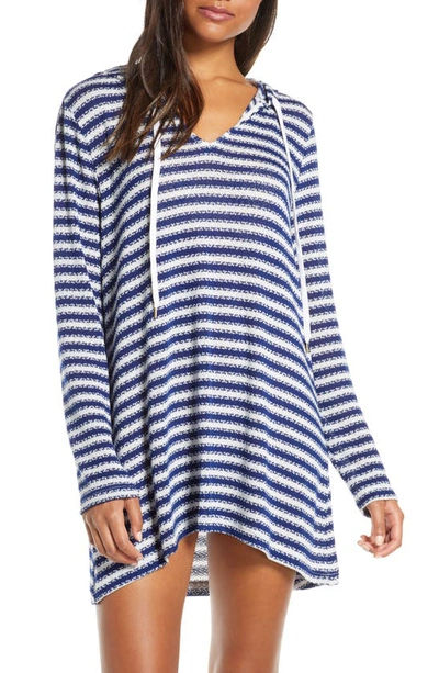 La Blanca Slouchy Hooded Sweater Cover-up Tunic In Midnight