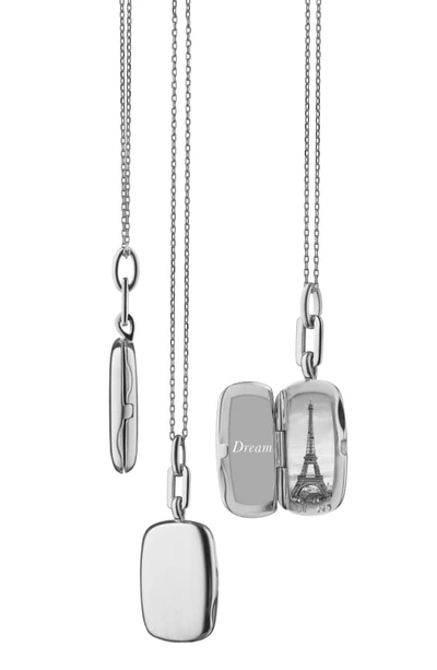 Monica Rich Kosann Slim Rectangular Locket Necklace In Sterling Silver