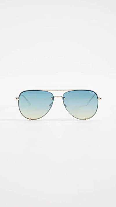 Quay X Desi Women's High Key Mini Rimless Aviator Sunglasses