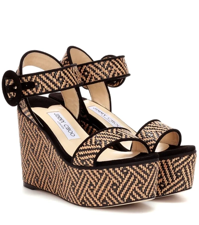 Jimmy Choo Abigail 100 Platform Wedge Sandals In Beige