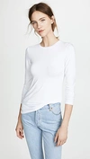 L Agence Tess Long Sleeve Stretch Jersey Top In White