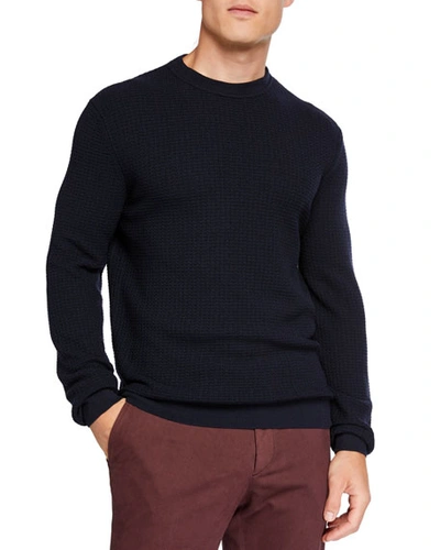 Ermenegildo Zegna Men's Textured Wool/cashmere Crewneck Sweater In Navy