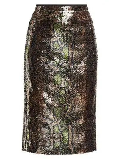 N°21 Leopard-print Sequined Pencil Skirt In Fantasia Lame