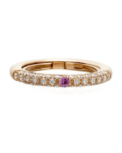 Adolfo Courrier Never Ending 18k Pink Gold Diamond & Pink Sapphire Ring, Adjustable Sizes 6-8