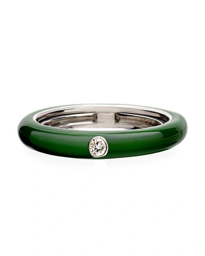 Adolfo Courrier Never Ending 18k White Gold Diamond & Green Ring