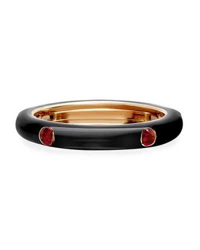 Adolfo Courrier Never Ending 18k Pink Gold Ruby & Black Ring