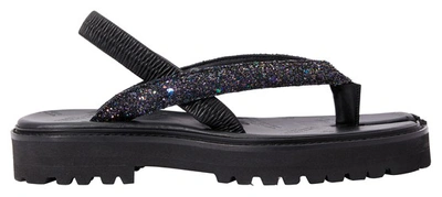 Maison Margiela Glitter Sandals In Black