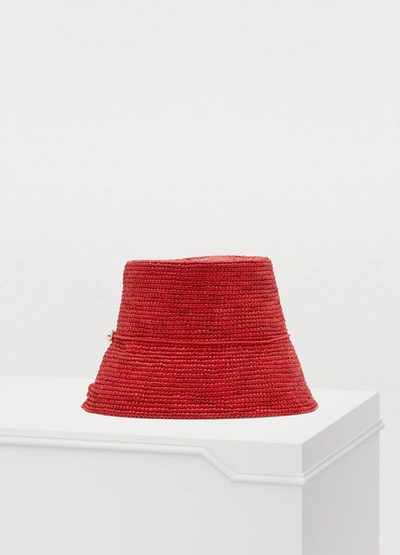 Sensi Studio Straw Hat With Seashells In Red