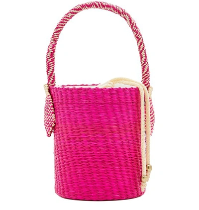 Sensi Studio Basket With Fabric Pouch In Fuxia