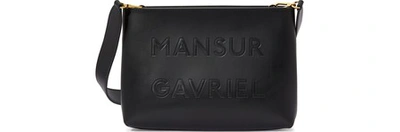 Mansur Gavriel Vegetable-tanned Leather Slogan Crossbody Bag In Black/flamma
