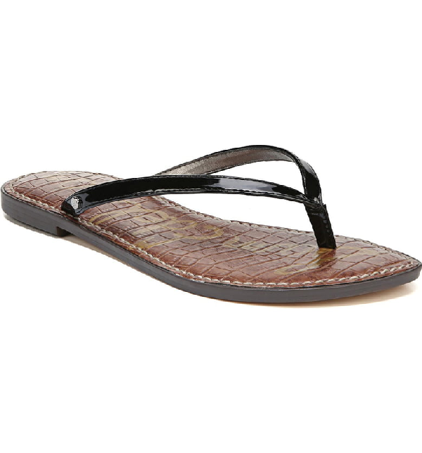 patent leather flip flops