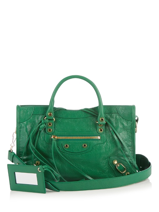 Balenciaga Classic Metallic Edge City Small Leather Bag In Green | ModeSens