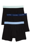Calvin Klein 3-pack Boxer Briefs In Black W/ Wedgewood