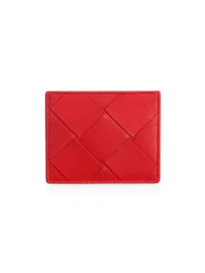 Bottega Veneta Women's Leather Card Case In Bright Red