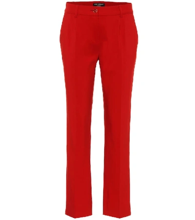 Dolce & Gabbana Cotton-blend Mid-rise Trousers In Red