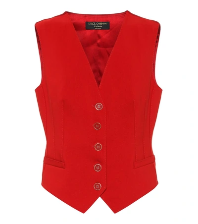 Dolce & Gabbana Cotton And Silk-blend Waistcoat In Red
