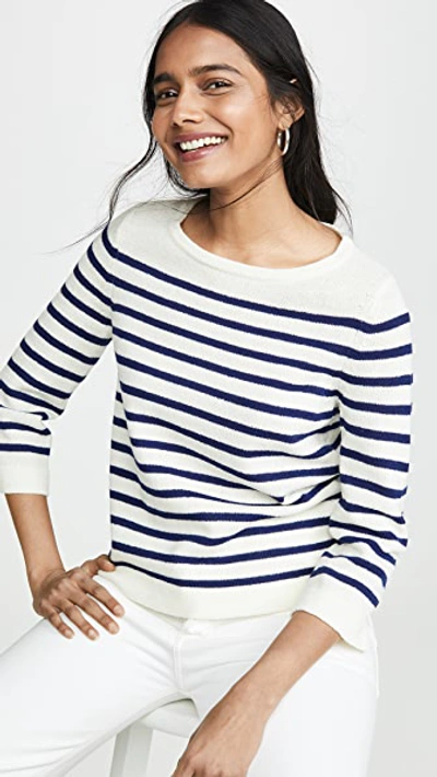 Apc Claudine Breton-striped Merino Sweater In Écru