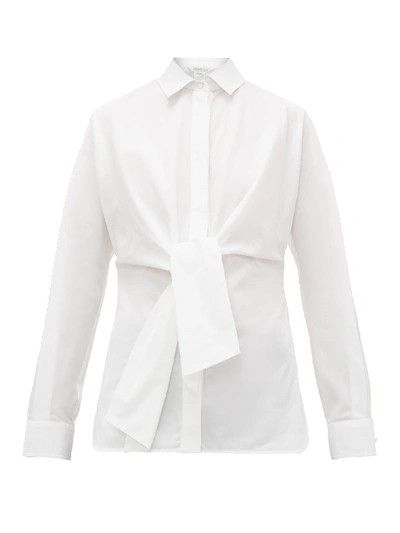 Max Mara Dinda Tie-detailed Cotton-poplin Shirt In White