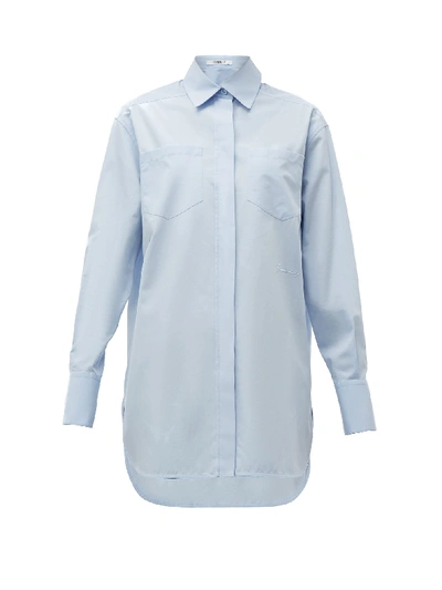 Givenchy Logo-embroidered Cotton-poplin Shirt In Light Blue