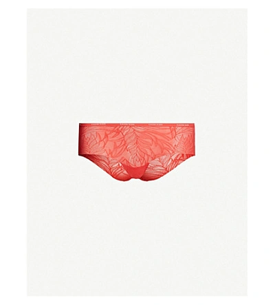Calvin Klein Sheer Marquisette Lace Briefs In Lfx Fire Lily