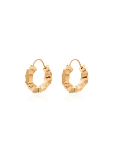 All Blues Carved Gold Vermeil Mini Hoop Earrings