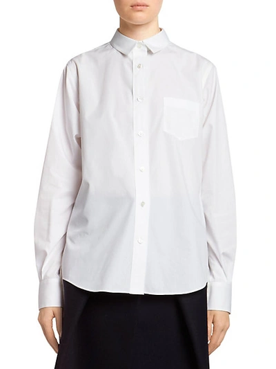 Sacai Pleated Lace Back Poplin Shirt In White