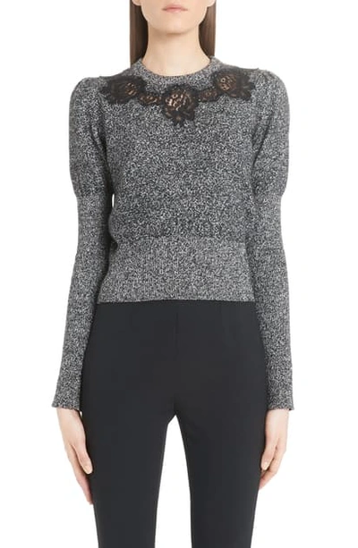 Dolce & Gabbana Lace Detail Cashmere-blend Knit Sweater In Grey,black