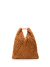 Mm6 Maison Margiela Faux Shearling Tote In Brown