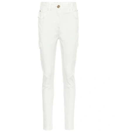 Balmain B Embroidered Skinny Jeans In White