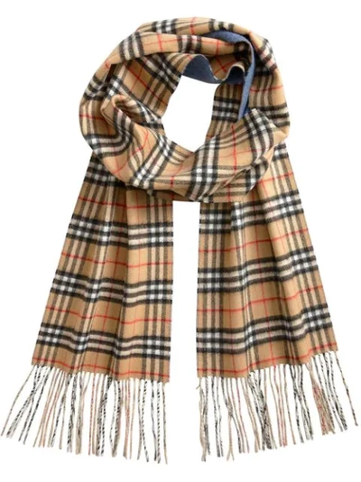 Burberry Xl Reversible New Check Cashmere Scarf In Yellow