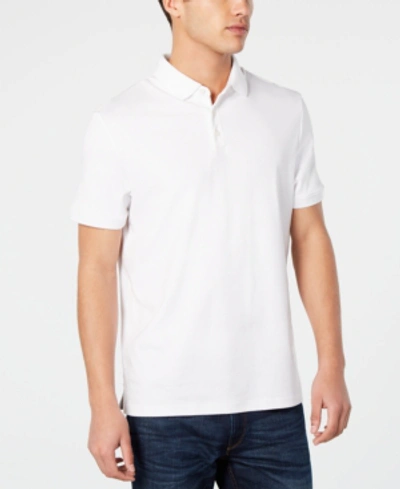 Calvin Klein Short Sleeve Logo Slub Polo Shirt In White