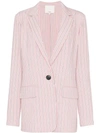 Tibi Stripe Viscose Twill Oversized Blazer In Pink