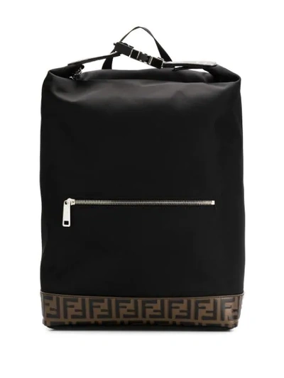 Fendi Ff-motif Zipped Backpack In Black