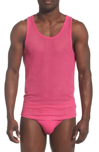 Calvin Klein Mesh Racerback Tank In Thrill