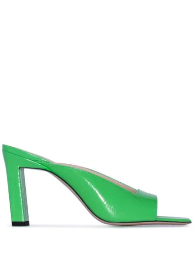 Wandler Isa Square-toe Leather Mules In Green