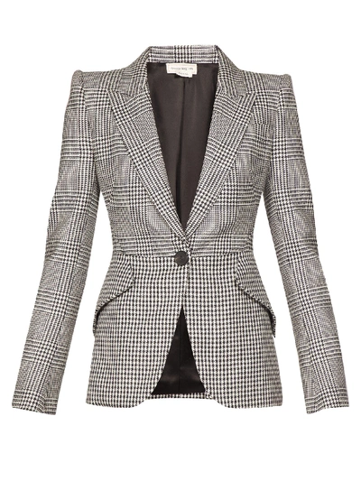 Alexander Mcqueen Single-breasted Prince Of Wales-checked Blazer In Black/ivory