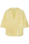 Vince Short Sleeve Silk Pajama Shirt In Yellow