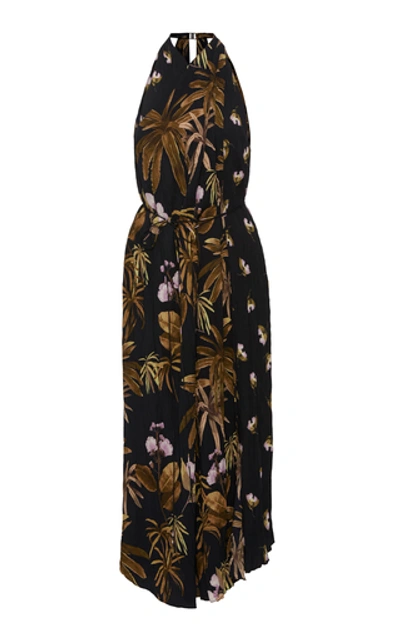 Vince Mixed Tropical Garden Asymmetrical Midi Dress In Costal