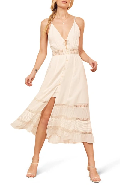 Reformation Shelley Sleeveless Lace Midi Dress In Ivory | ModeSens