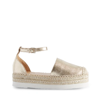 Schutz Darla Flat Espadrille In Platina Gold